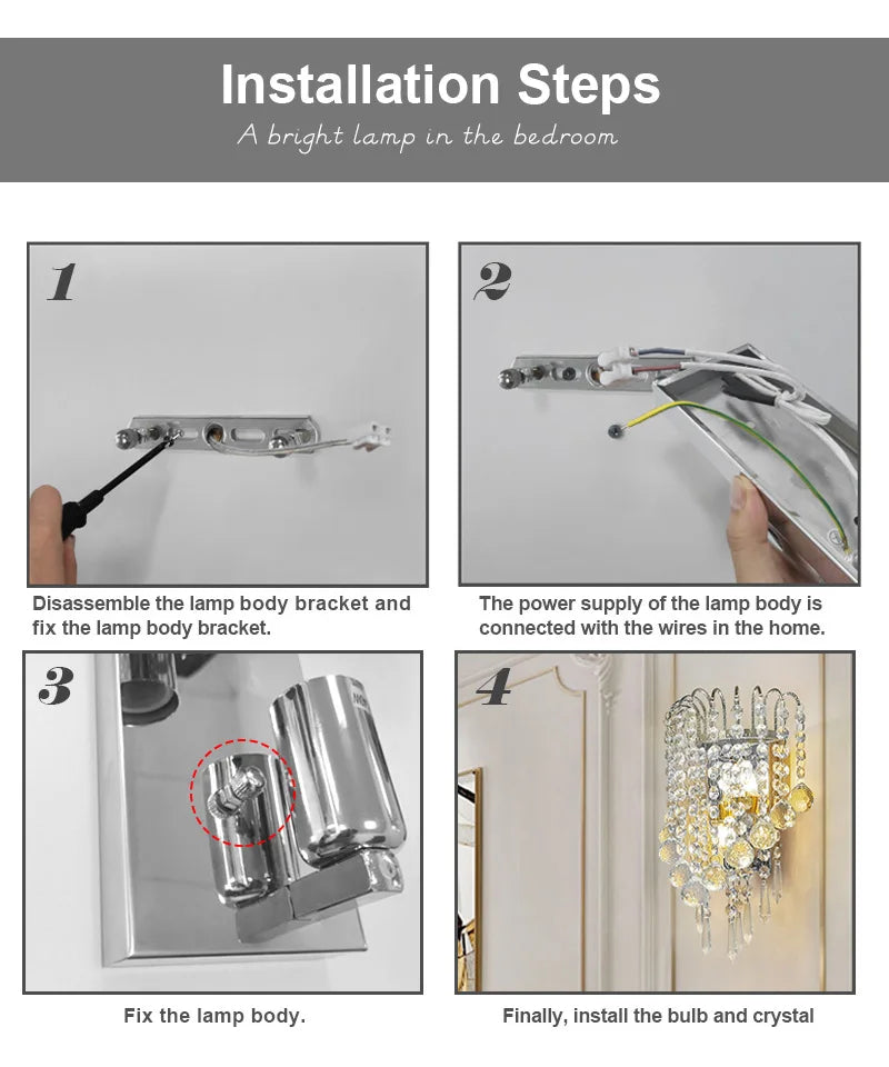 Mirror Crystal LED Wall Lights