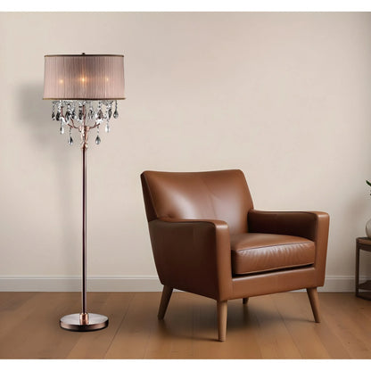 Silver Three-Light Candelabra Floor Lamp