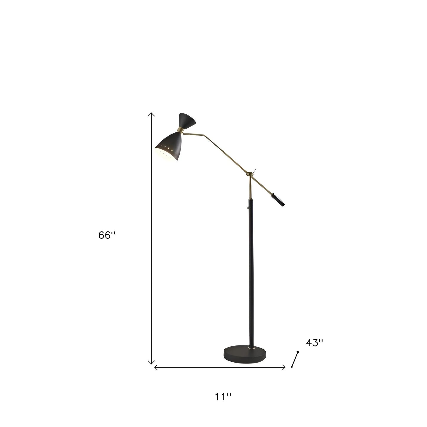 Black Adjustable LED Floor Lamp with Cone Shade