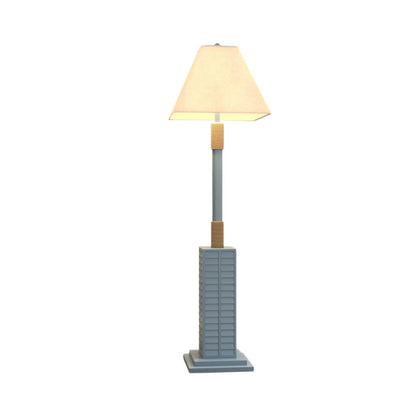 Minimalist Blue LED Floor Lamp with Linen Shade