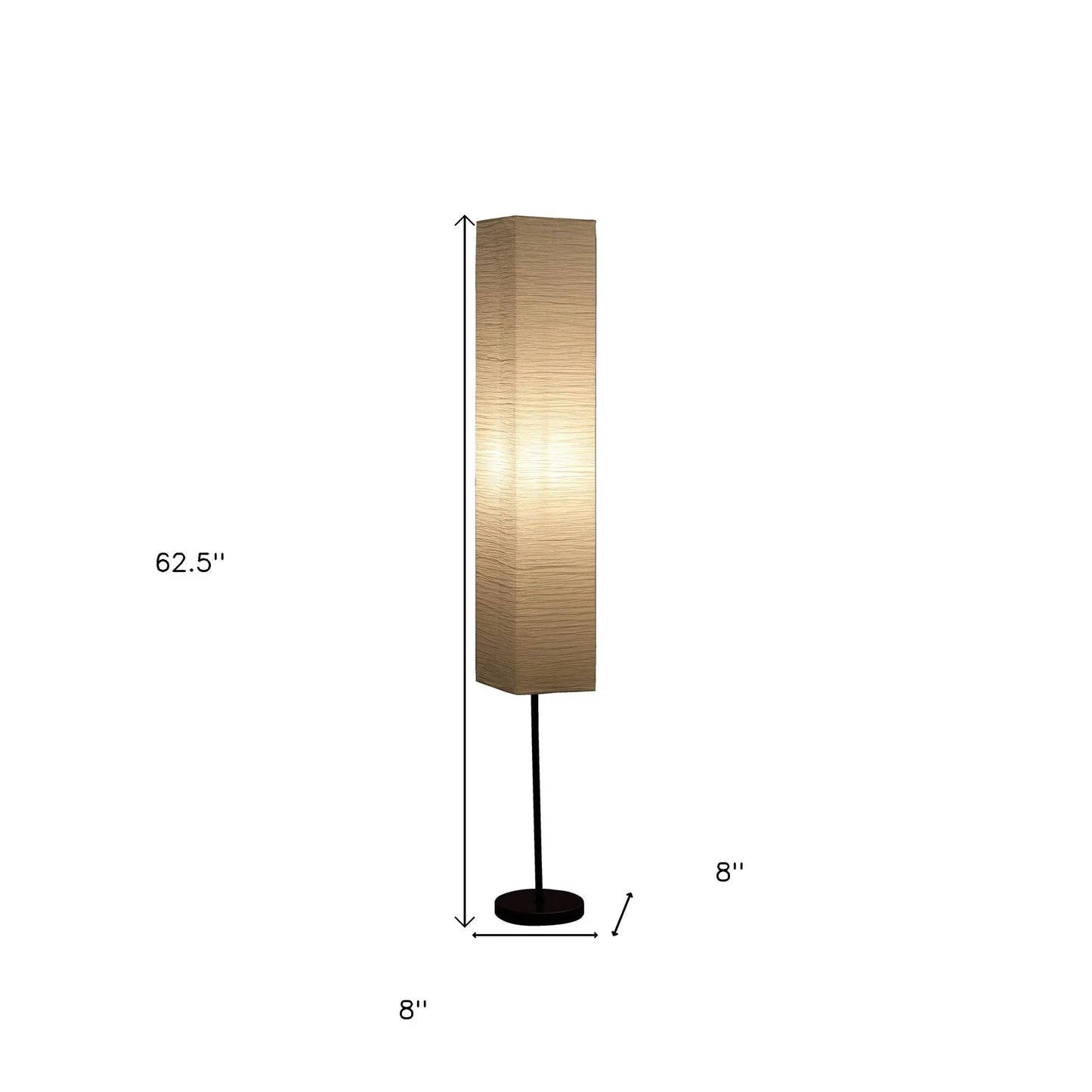 Industrial Black LED Floor Lamp with Paper Shade