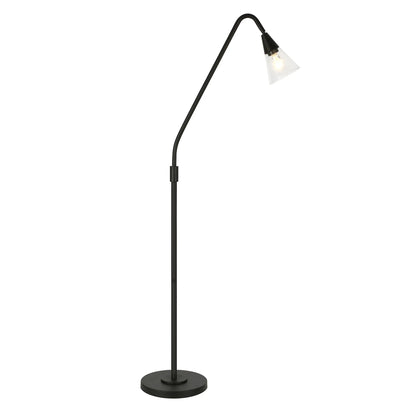 Black LED Floor Lamp with Glass Dome Shade