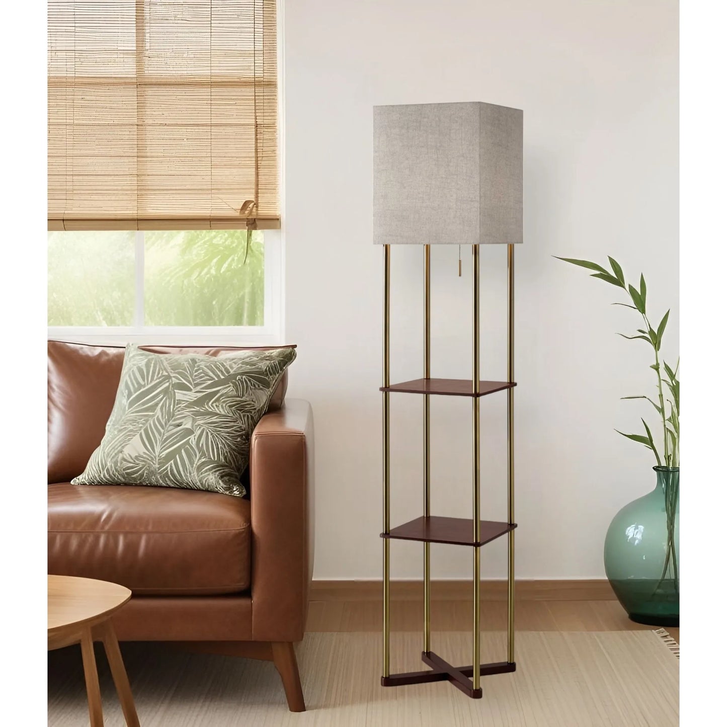 Luxury Brass Floor Lamp with Square Shade