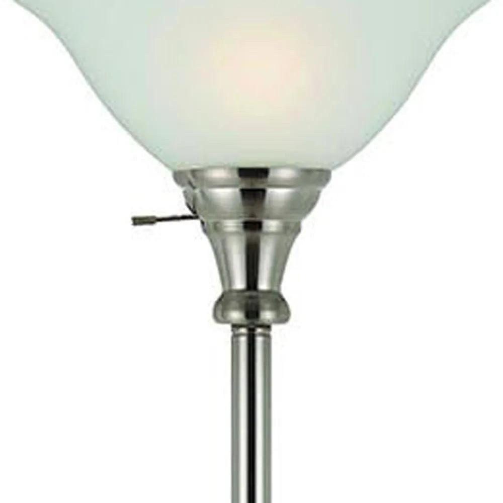 Contemporary Nickel Torchiere Floor Lamp