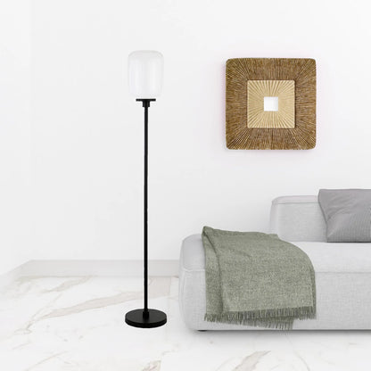 Black LED Floor Lamp with Globe Shade