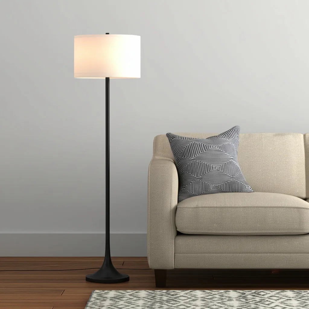 Black Floor Lamp with Stainless Steel Body