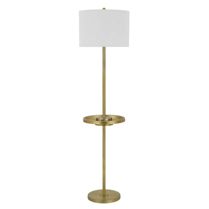 Contemporary LED Floor Lamp Brass Tray Table