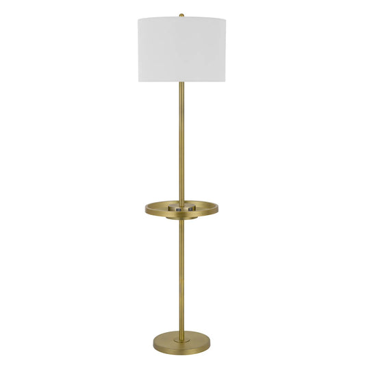 Contemporary LED Floor Lamp Brass Tray Table