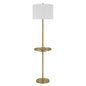Contemporary LED Floor Lamp Brass Tray Table