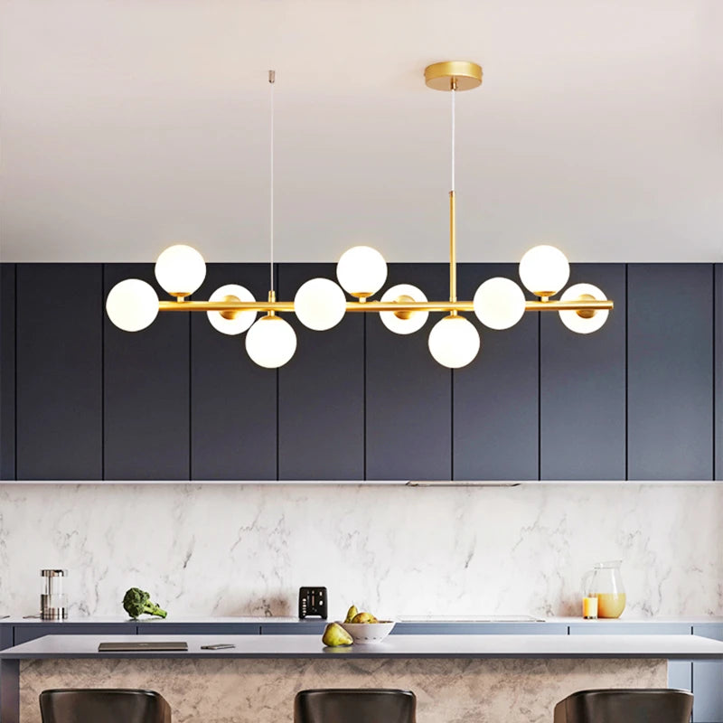 Glass Ball Linear Chandelier