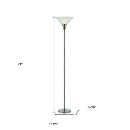 Contemporary Nickel Torchiere Floor Lamp
