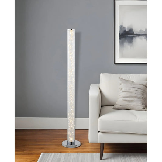 White Metal LED Column Floor Lamp