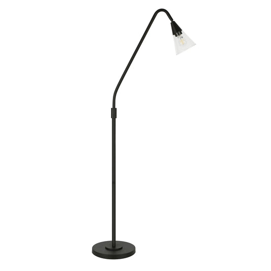 Black LED Floor Lamp with Glass Dome Shade