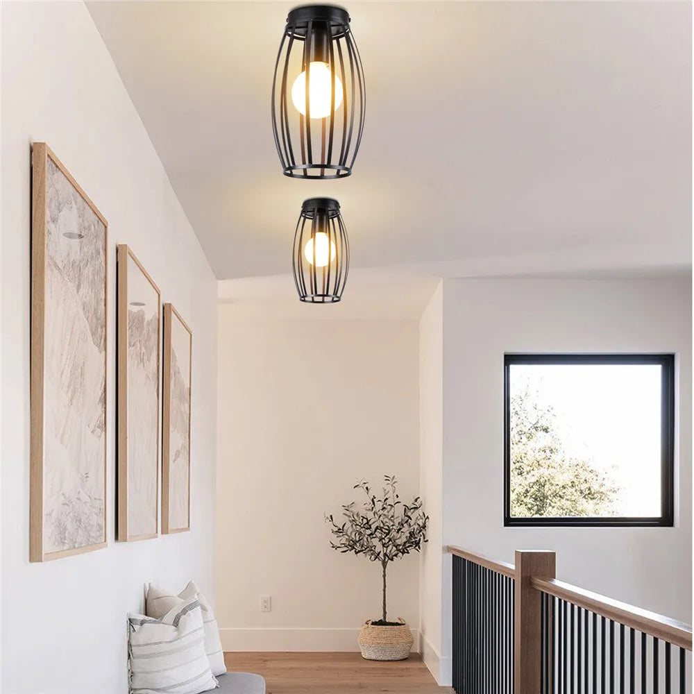 Retro Metal Semi-Flush Ceiling Light Fixture