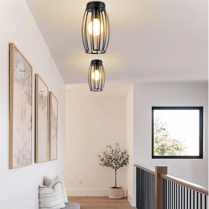 Retro Metal Semi-Flush Ceiling Light Fixture