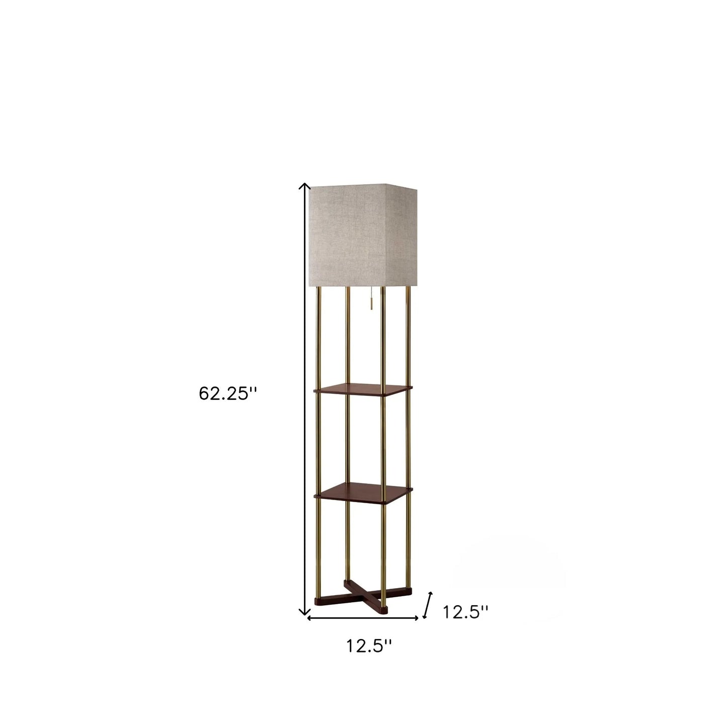Luxury Brass Floor Lamp with Square Shade