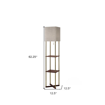 Luxury Brass Floor Lamp with Square Shade