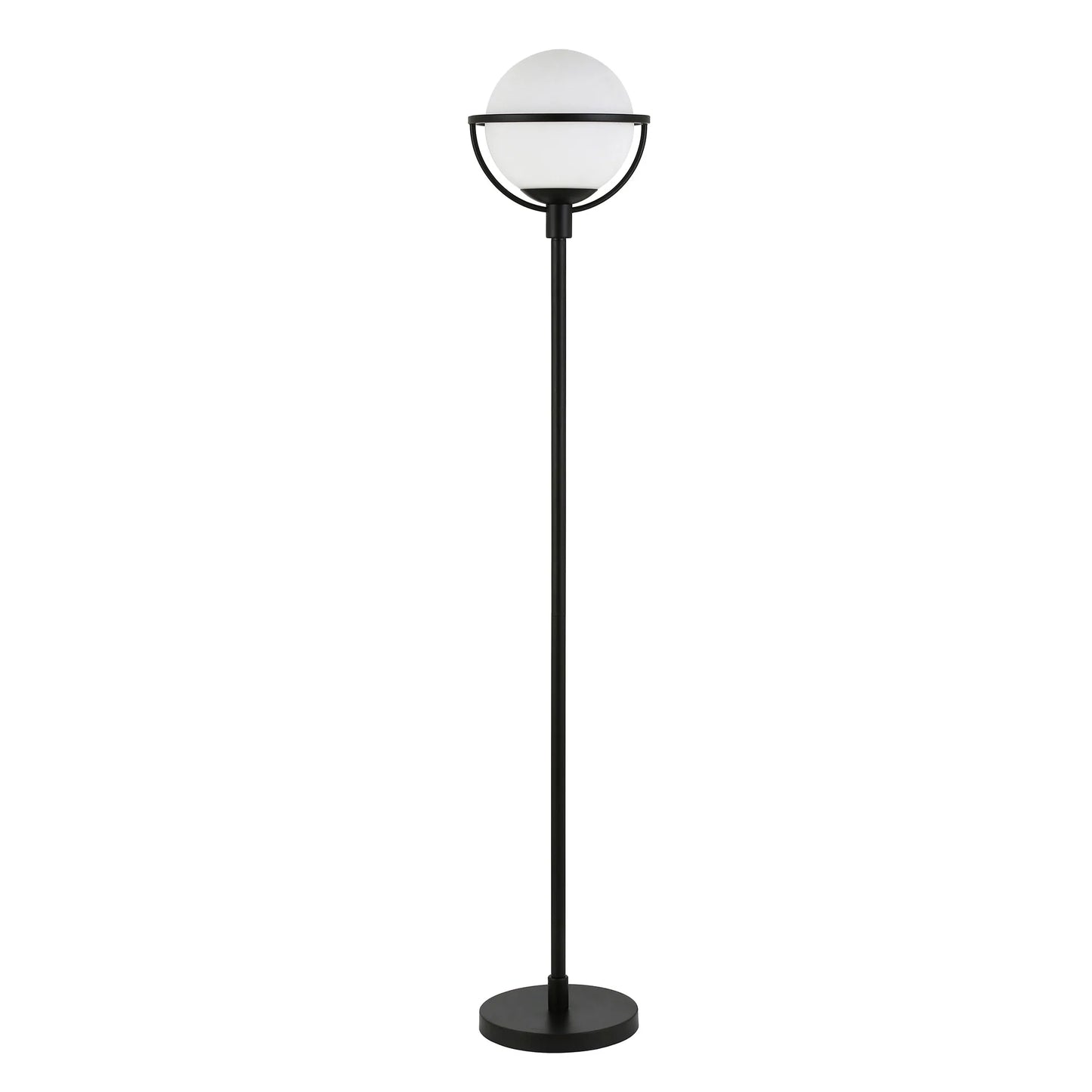Black LED Floor Lamp with Frosted Globe Shade