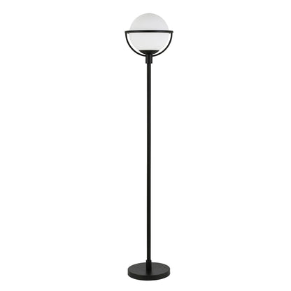 Black LED Floor Lamp with Frosted Globe Shade