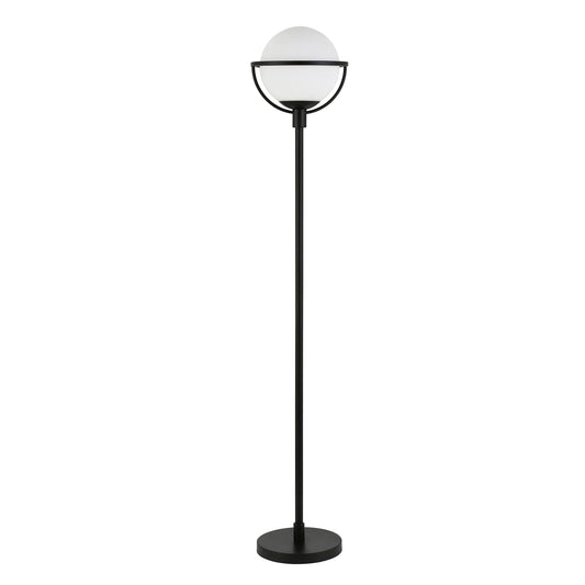 Black LED Floor Lamp with Frosted Globe Shade