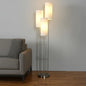 Silver Three-Light Floor Lamp with Linen Shade