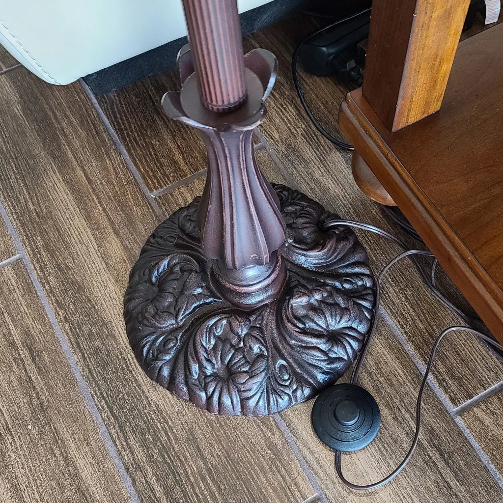 Brown & White Glass Bowl Floor Lamp