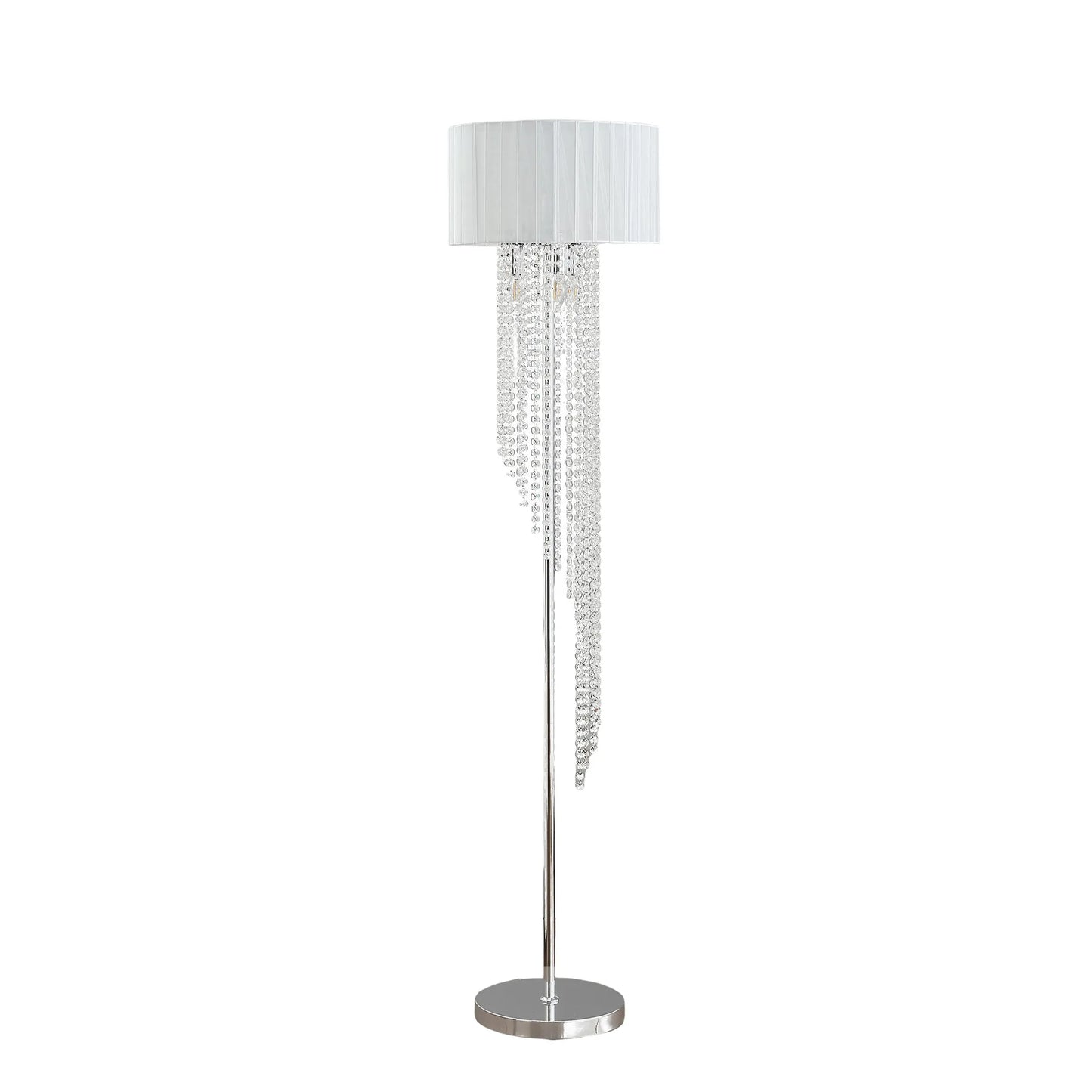 Clear and Silver Crystal Metal Floor Lamp