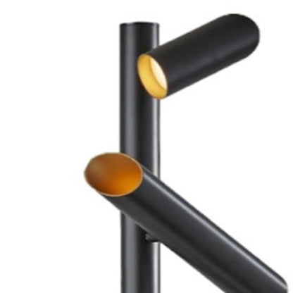 Modern Black Tree Floor Lamp with Cylinder Shades