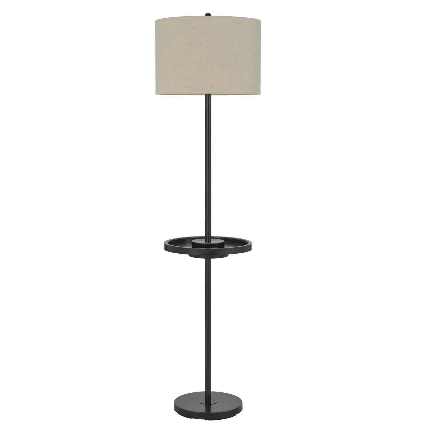 Bronze Tray Table Floor Lamp with Drum Shade