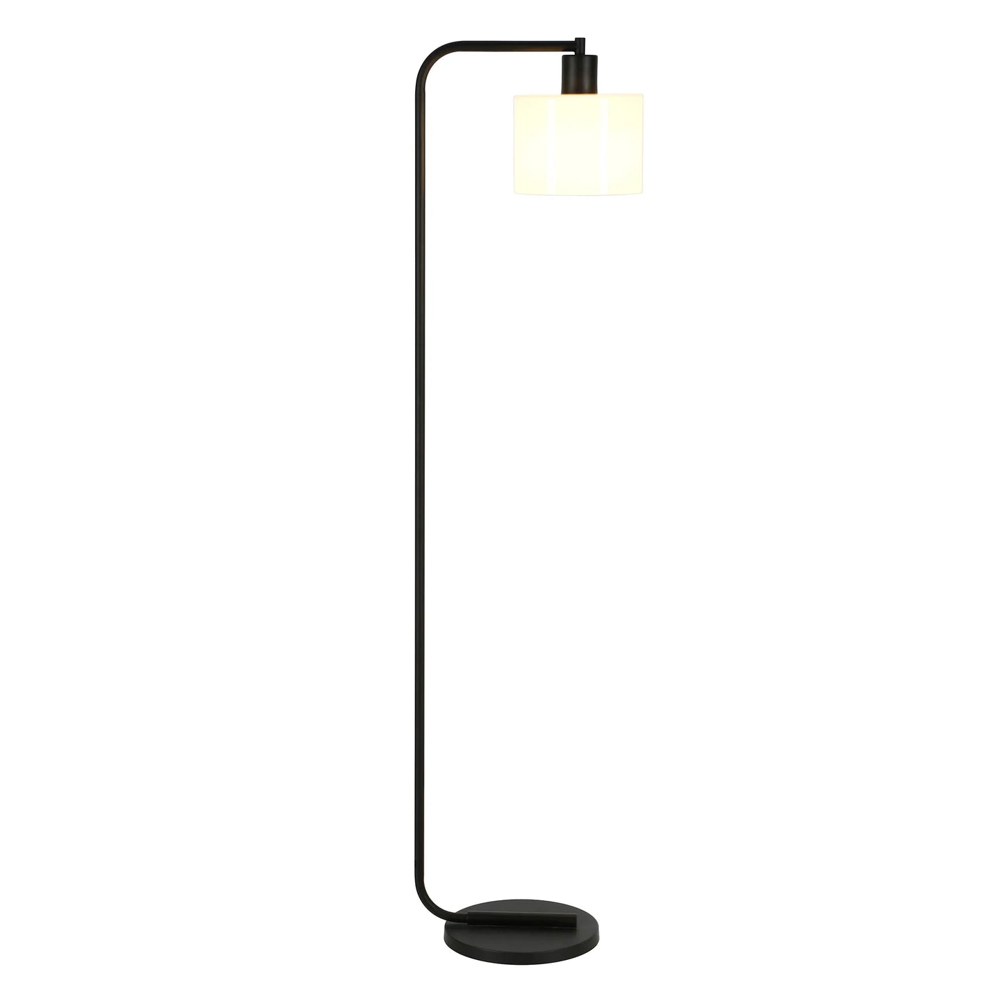 Black Arched Floor Lamp with Frosted Shade