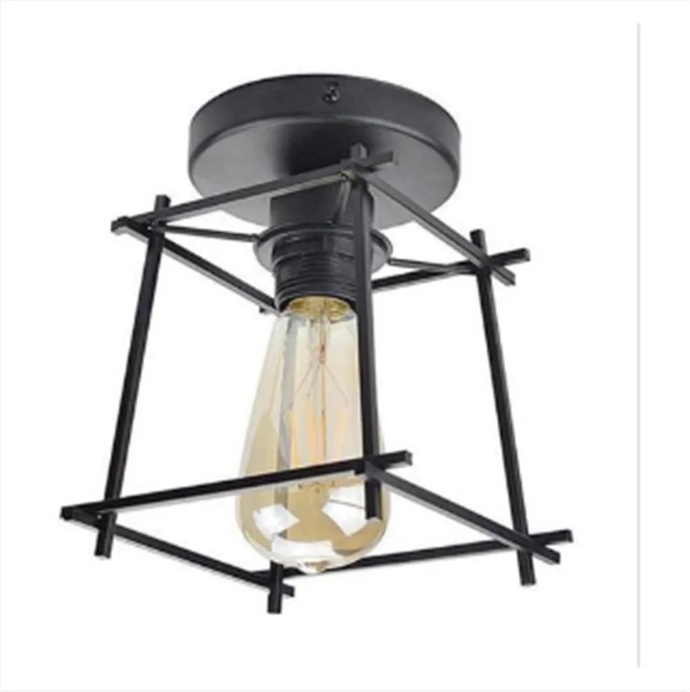 Retro Metal Semi-Flush Ceiling Light Fixture