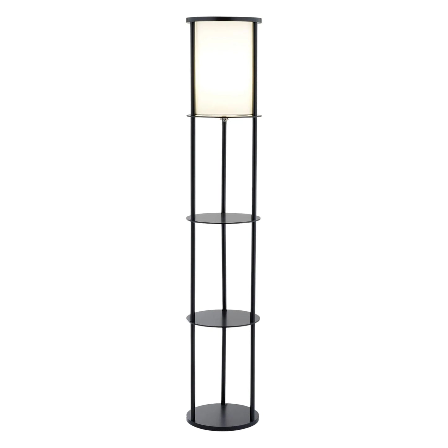 Black Column Floor Lamp with Cylinder Shade