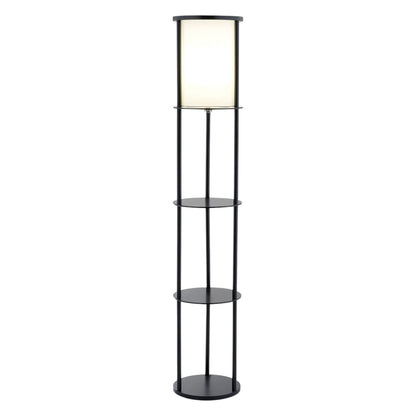 Black Column Floor Lamp with Cylinder Shade