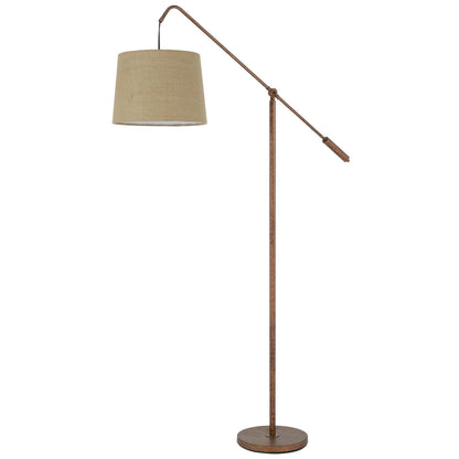 Traditional Adjustable Floor Lamp with Rustic Shade