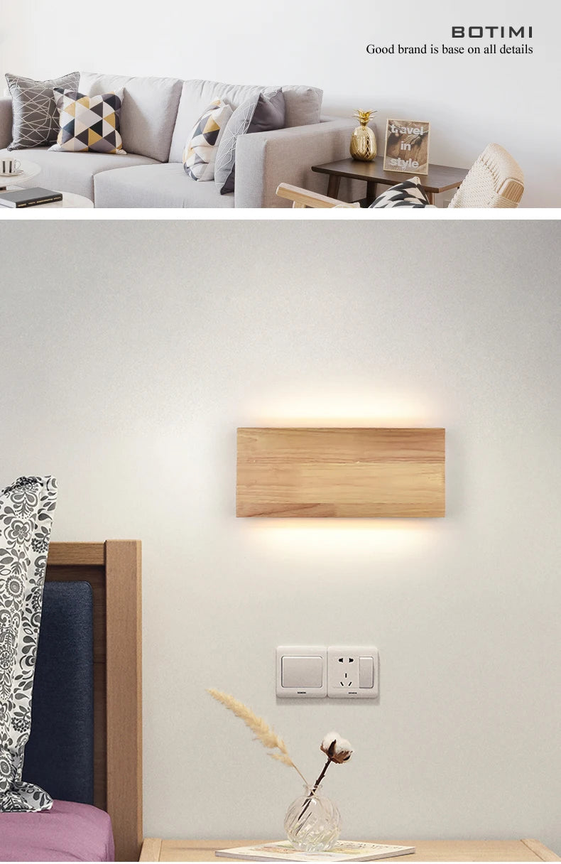 Nordic Wood Wall Sconce - Elegant Bedside Light
