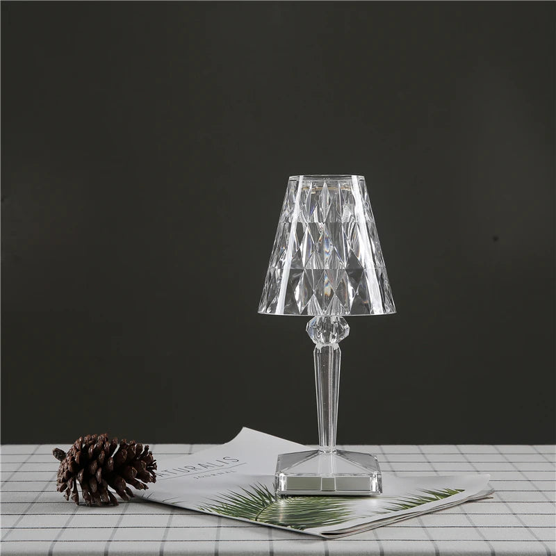Diamond Glow: USB Rechargeable Touch Table Lamp