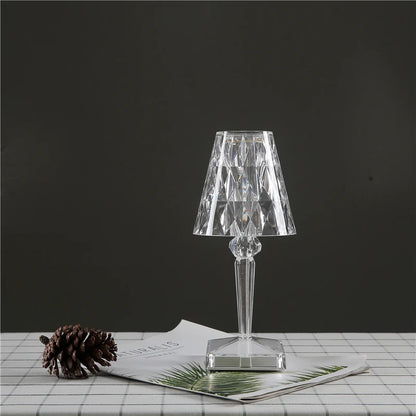 Diamond Glow: USB Rechargeable Touch Table Lamp