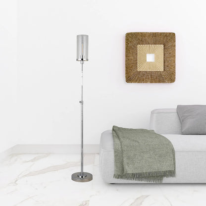 Contemporary Nickel Torchiere Floor Lamp