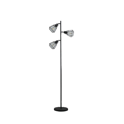 Black Metal LED Floor Lamp Three Light Tree Design