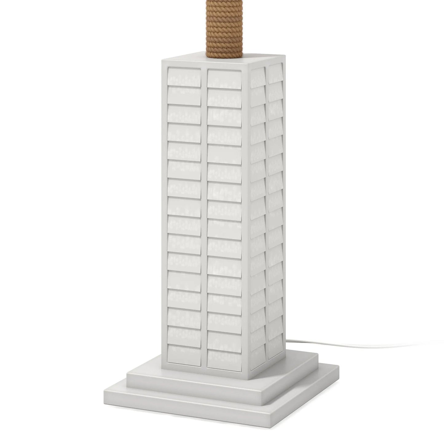 Modern White LED Floor Lamp with Linen Shade