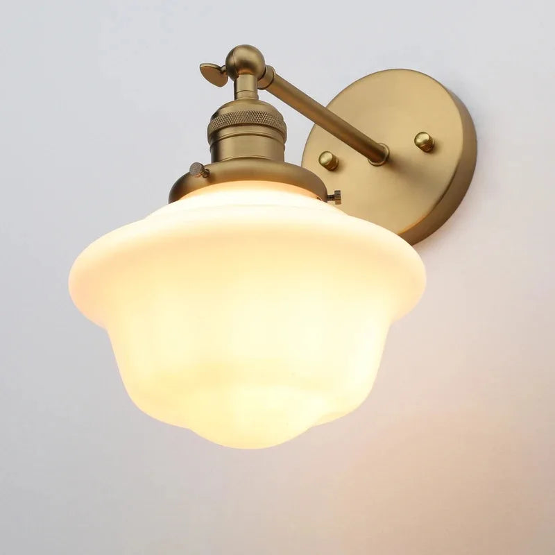 Rustic Vintage Wall Sconce with Milk Glass Shade