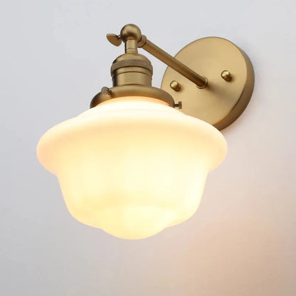 Rustic Vintage Wall Sconce with Milk Glass Shade
