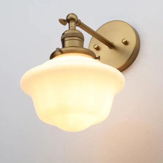 Rustic Vintage Wall Sconce with Milk Glass Shade