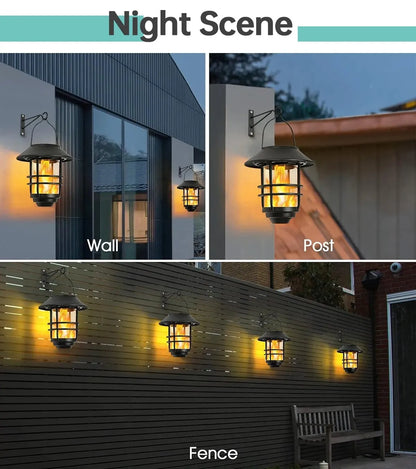 FlickerGlow Solar Wall Lanterns - 2Pack Sconce Lights