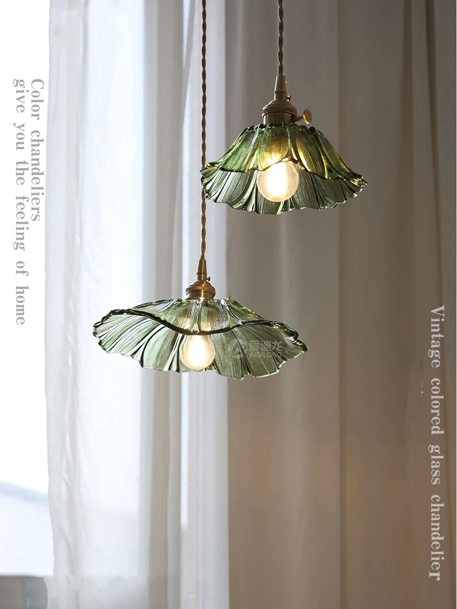 IWHD Nordic Vintage Copper Glass LED Pendant Light Fixtures