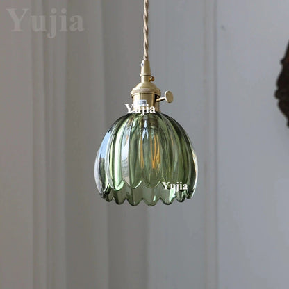 Green Glass Brass Pendant