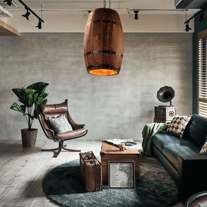 Wine Barrel Wood Pendant Light