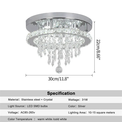 Crystal LED Flush Chandelier