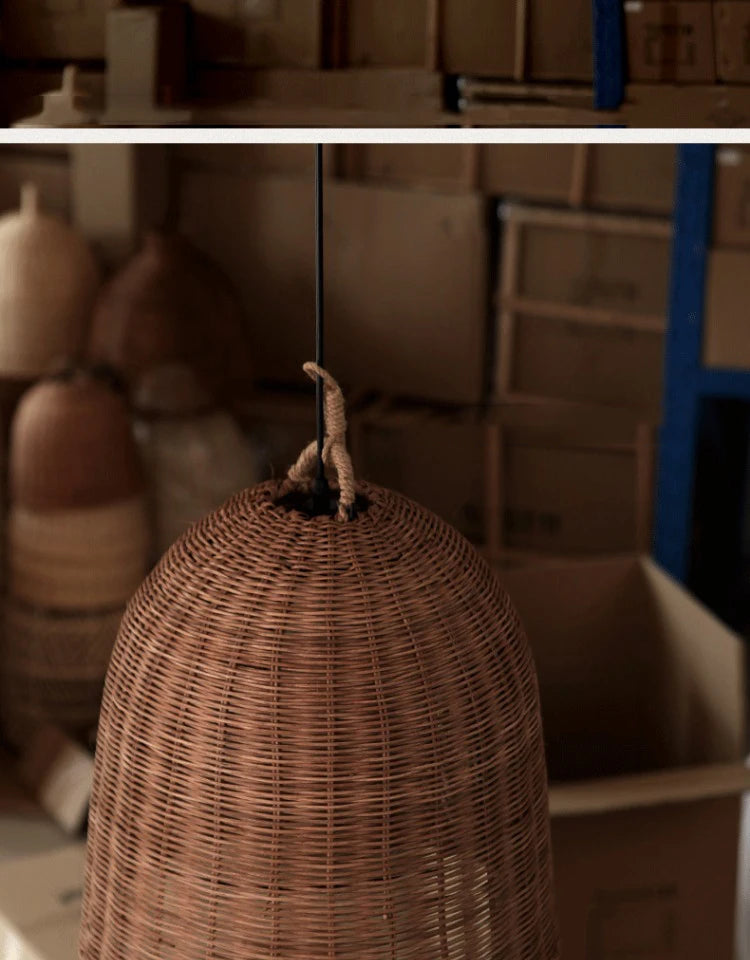 New Rattan Ceiling Chandelier Restaurant Retro Style Bar