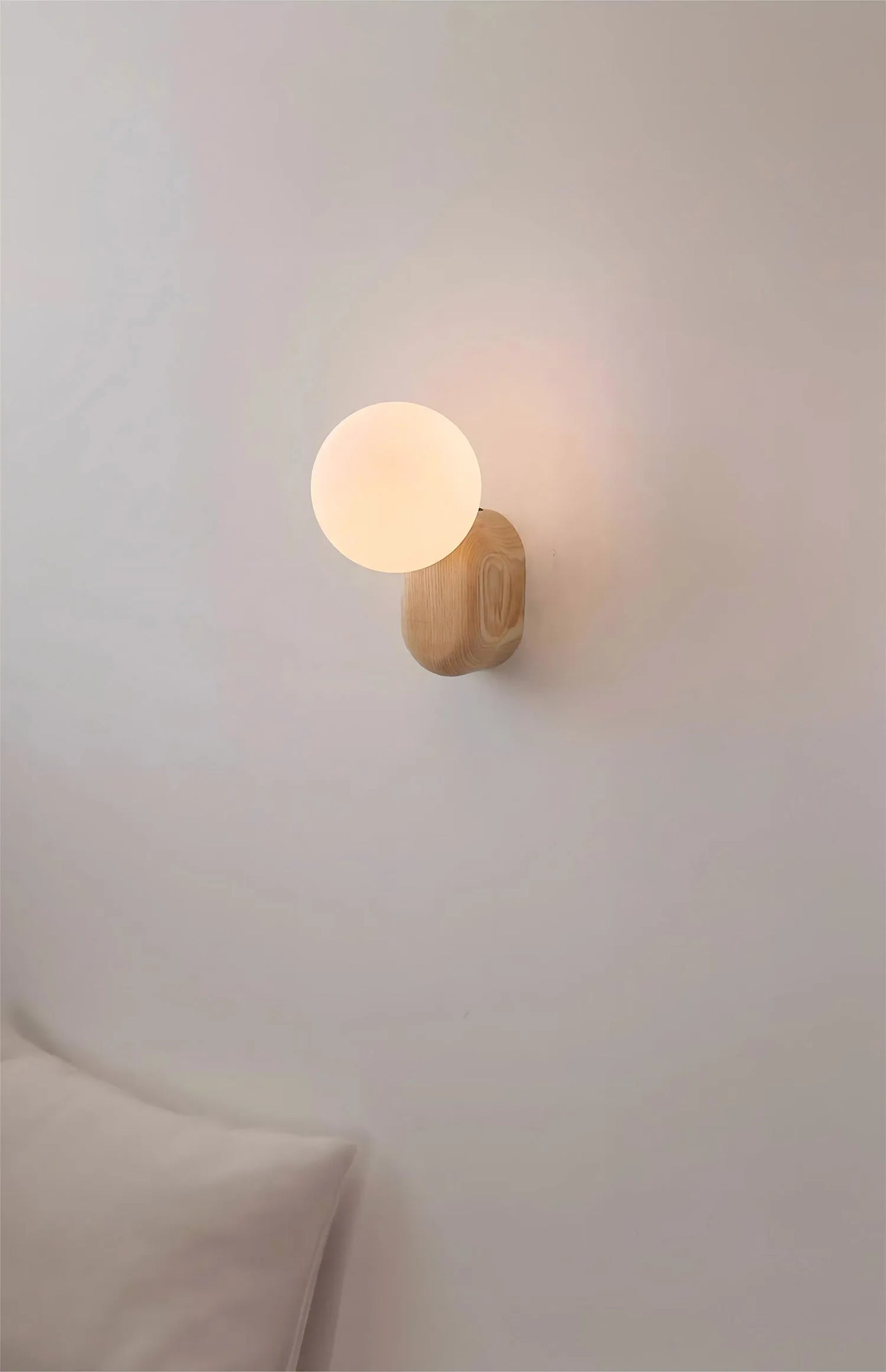 SphereGlow: Walnut Wabi-Sabi Wall Sconce Light